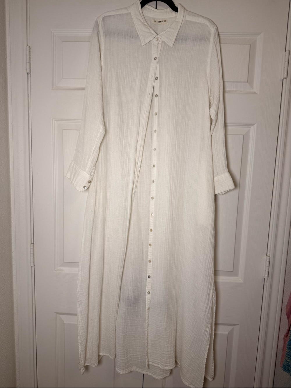 Natural Life cotton gauze maxi shirt dress / duster Sz M